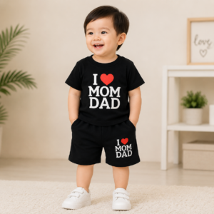 I Love Mom Dad কিডস টি-শার্ট & শর্টস সেট