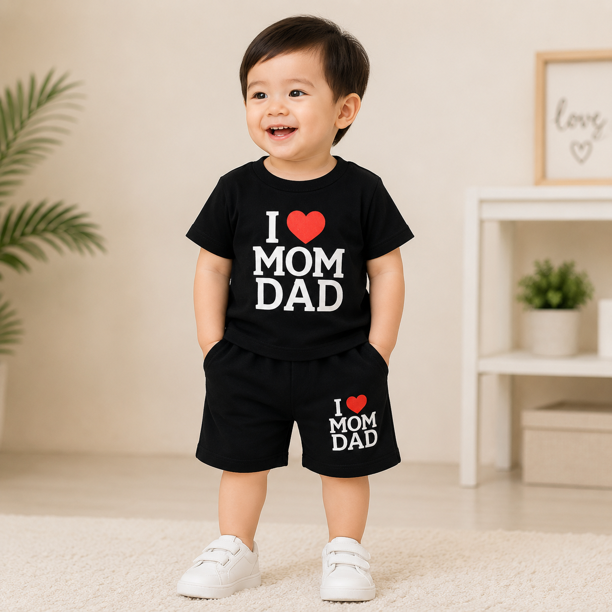 I Love Mom Dad কিডস টি-শার্ট & শর্টস সেট