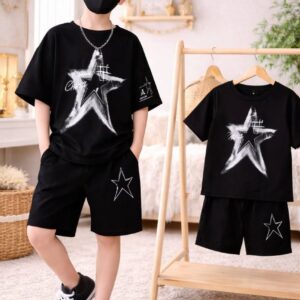 Star Print Kids T-Shirt & Shorts Set