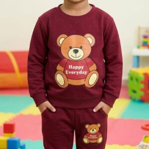 Kids Teddy Bear Printed Sweatshirt & Jogger Set
