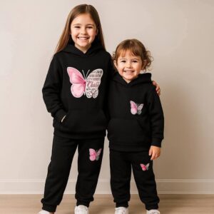 Kids Butterfly Printed Hoodie & Jogger Set